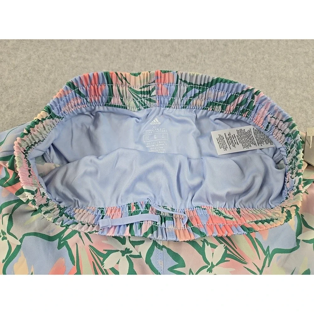 Adidas Running Athletic‎ Shorts Girls X-Large (16) Floral Blue Print Lined NWT